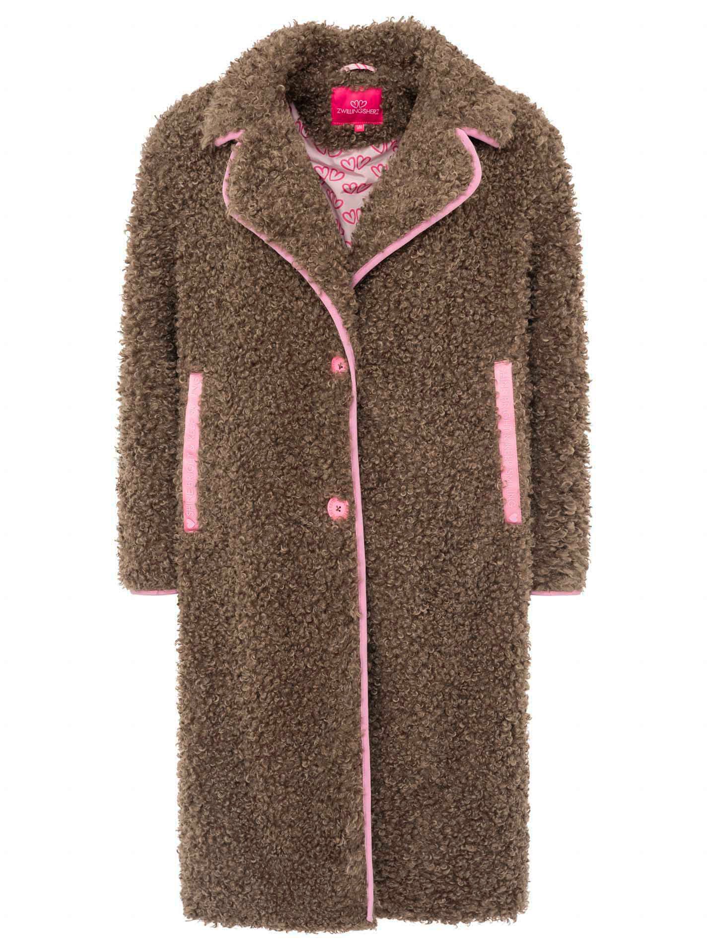 Zwillingsherz - Teddymantel "Happiness & Love" - Taupe