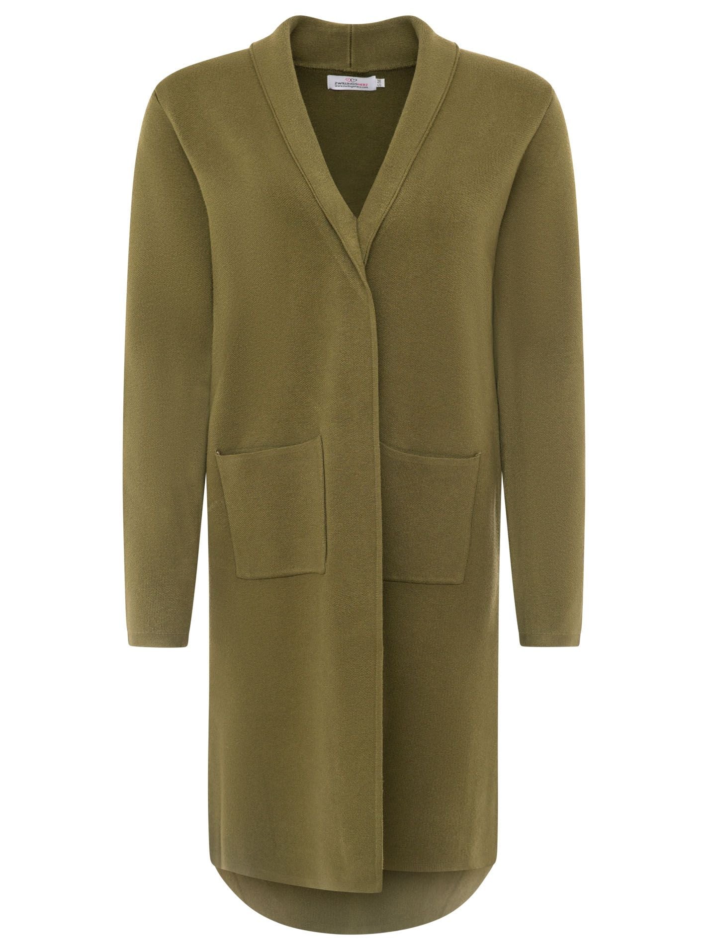 Zwillingsherz Strickjacke mit Schalkragen "Jessy" - Olive