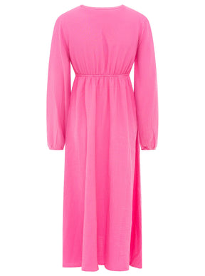 Zwillingsherz - Musselin Kleid lang - Pink