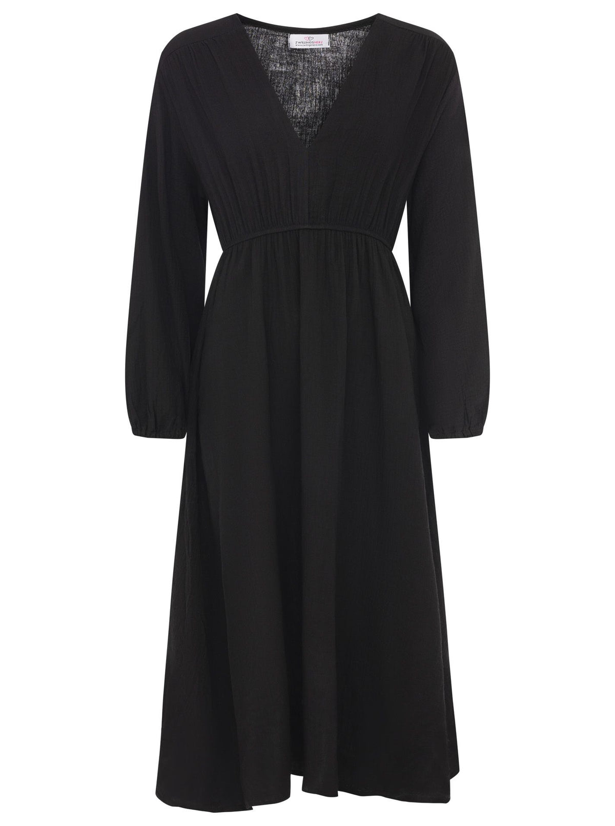 Zwillingsherz - Musselin Kleid lang - Schwarz