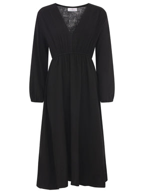 Zwillingsherz - Musselin Kleid lang - Schwarz