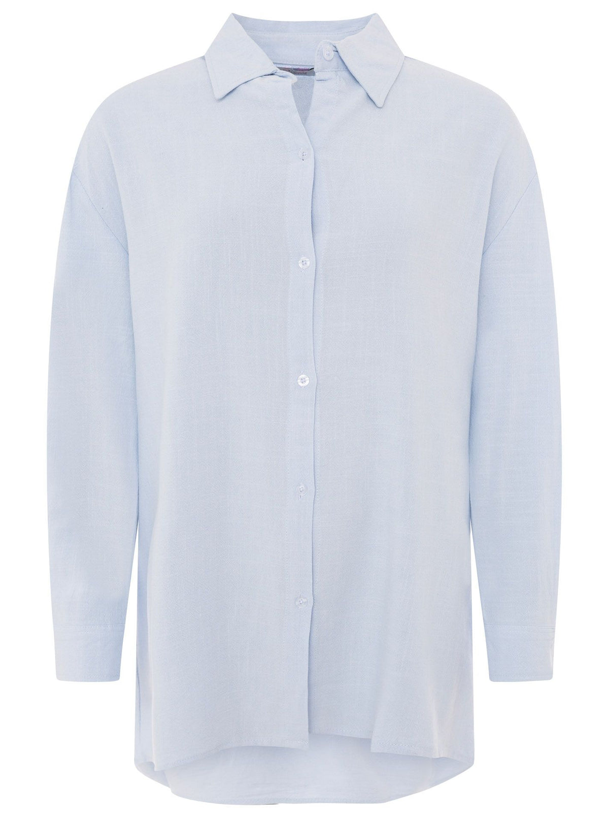 Zwillingsherz - Oversized Leinen Bluse "Knopfleiste" - Hellblau