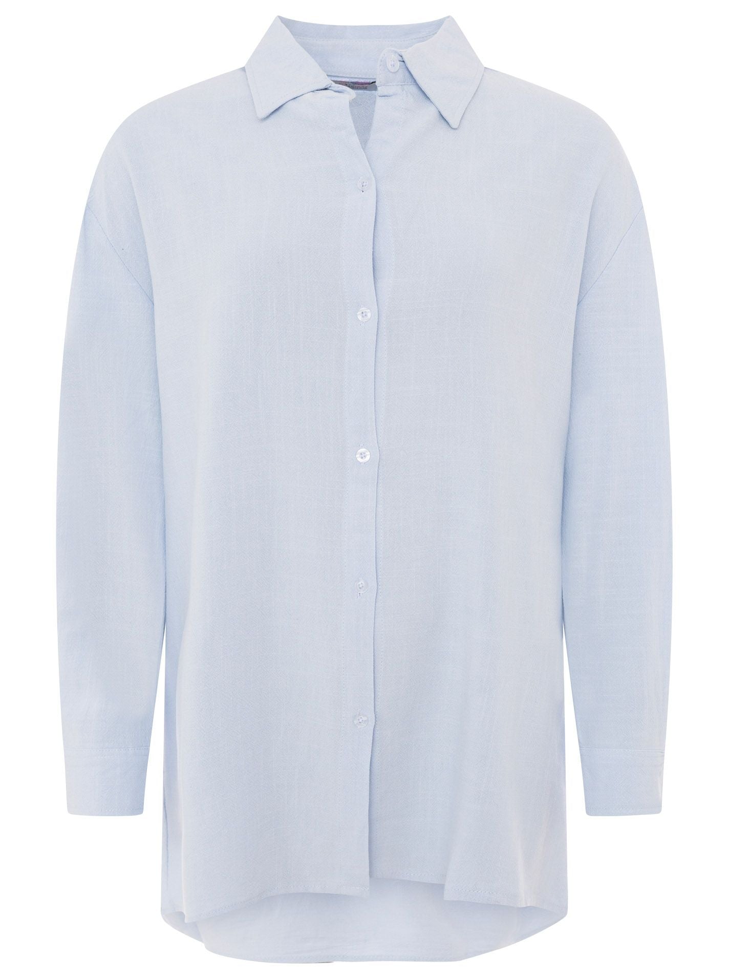 Zwillingsherz - Oversized Leinen Bluse "Knopfleiste" - Hellblau