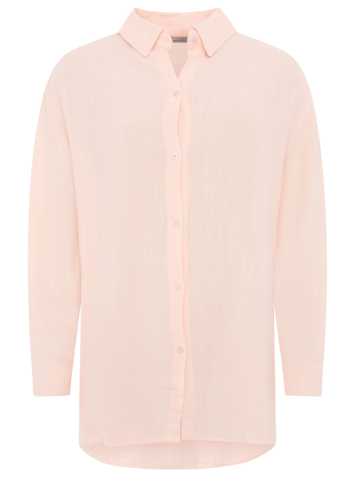 Zwillingsherz - Oversized Leinen Bluse "Knopfleiste" - Rosa