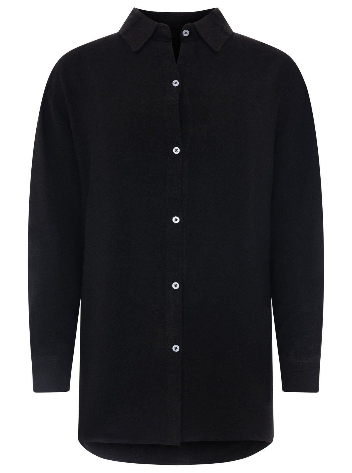 Zwillingsherz - Oversized Leinen Bluse "Knopfleiste" - Schwarz