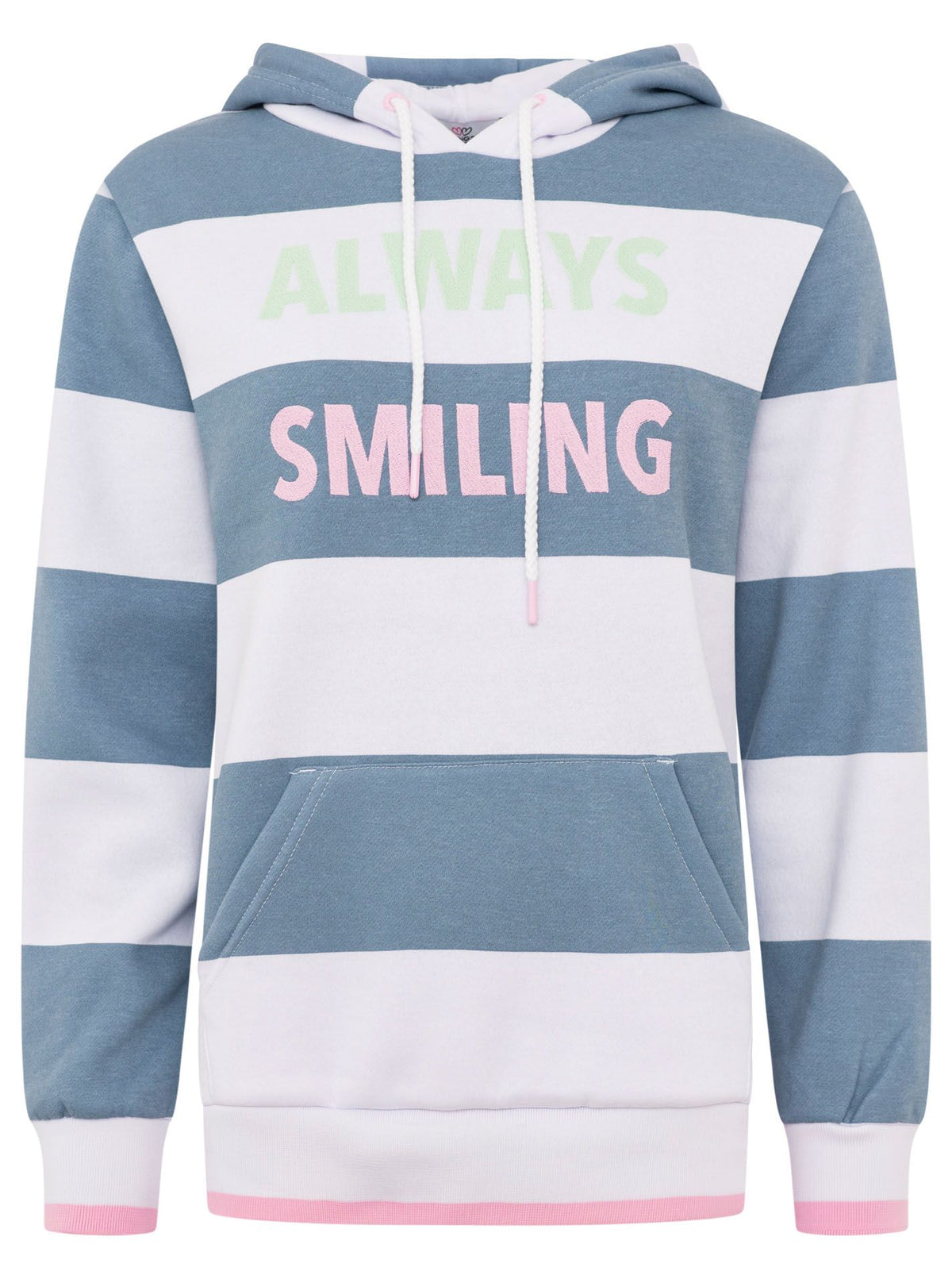 Zwillingsherz - Hoodie "Always Smiling Vibes" - Blau/Weiß
