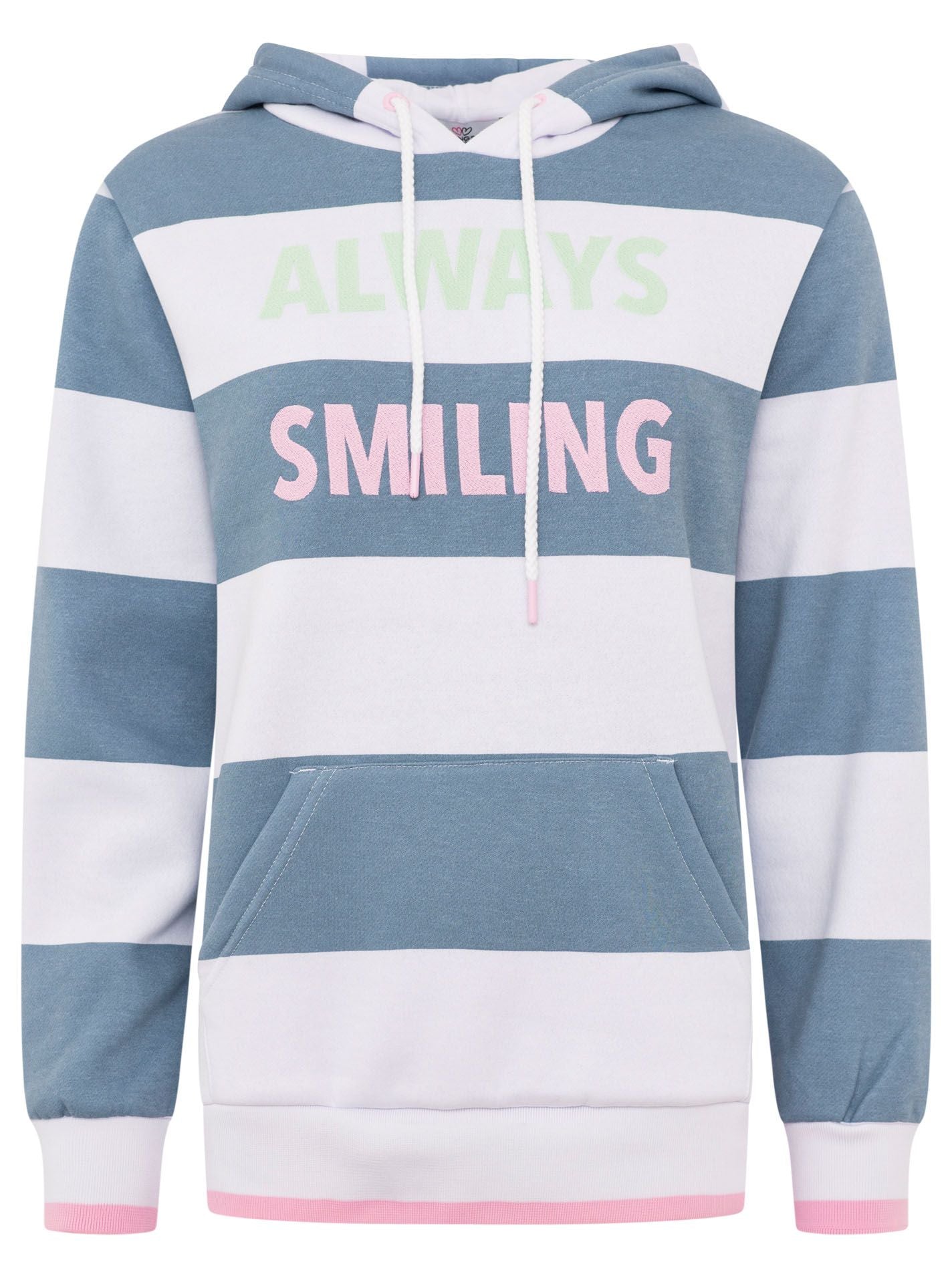 Zwillingsherz - Hoodie "Always Smiling Vibes" - Blau/Weiß