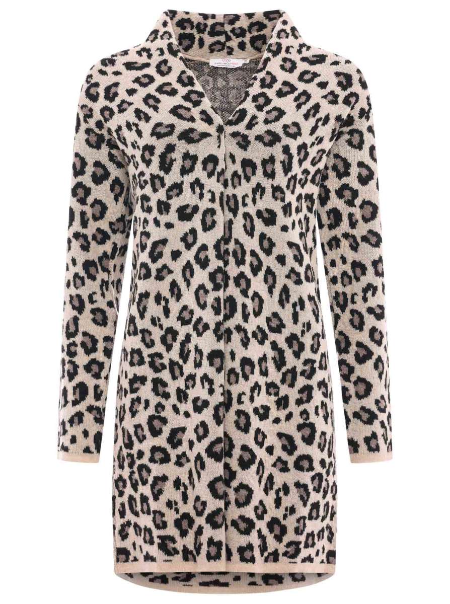 Zwillingsherz Kaschmir / Cashmere Kuschel Cardigan/Strickjacke Leo/Leopard - Schwarz/Beige