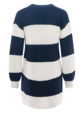 Zwillingsherz Hochwertige Strickjacke/Cardigan - Dunkelblau/Weiß