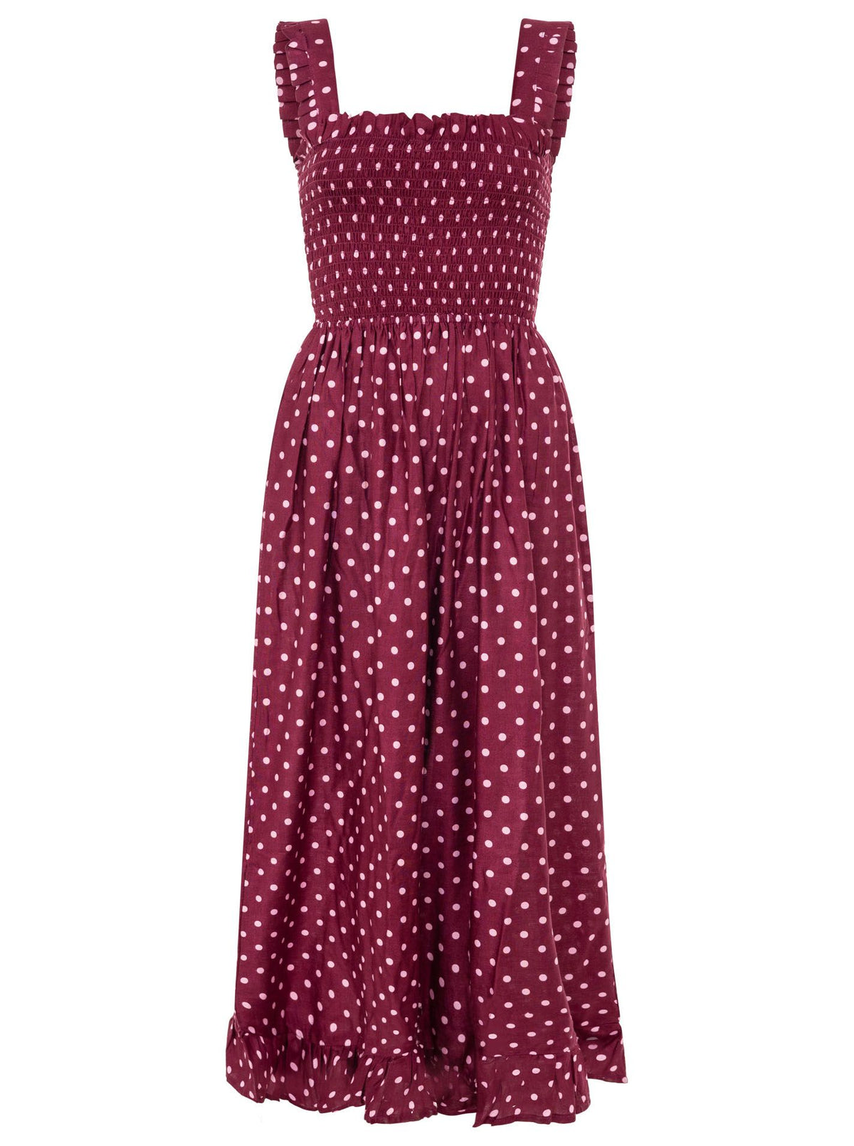 Zwillingsherz - Maxikleid mit Punkten - Bordeaux