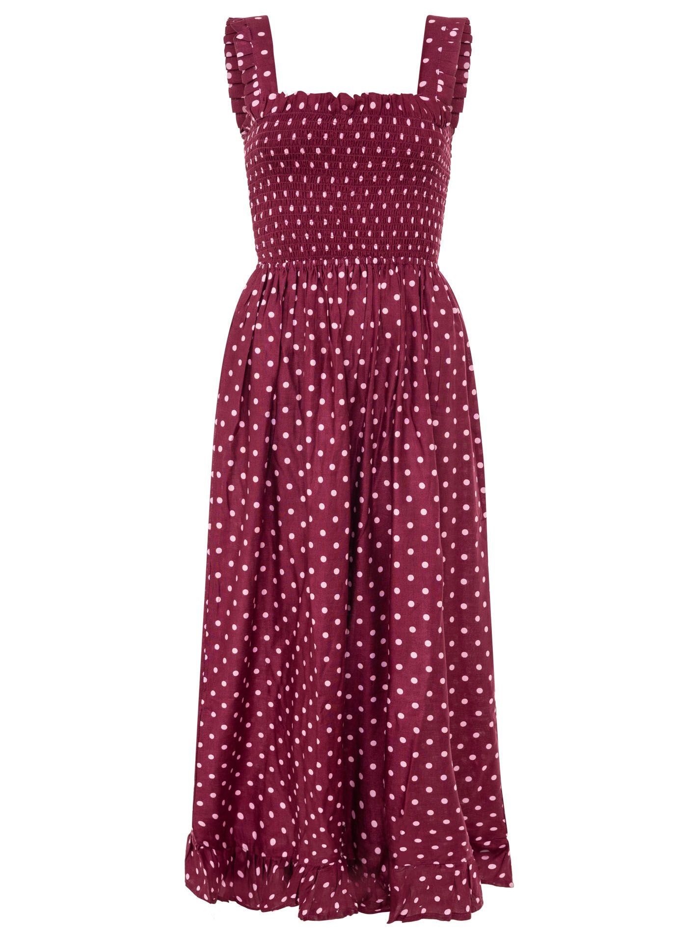 Zwillingsherz - Maxikleid mit Punkten - Bordeaux