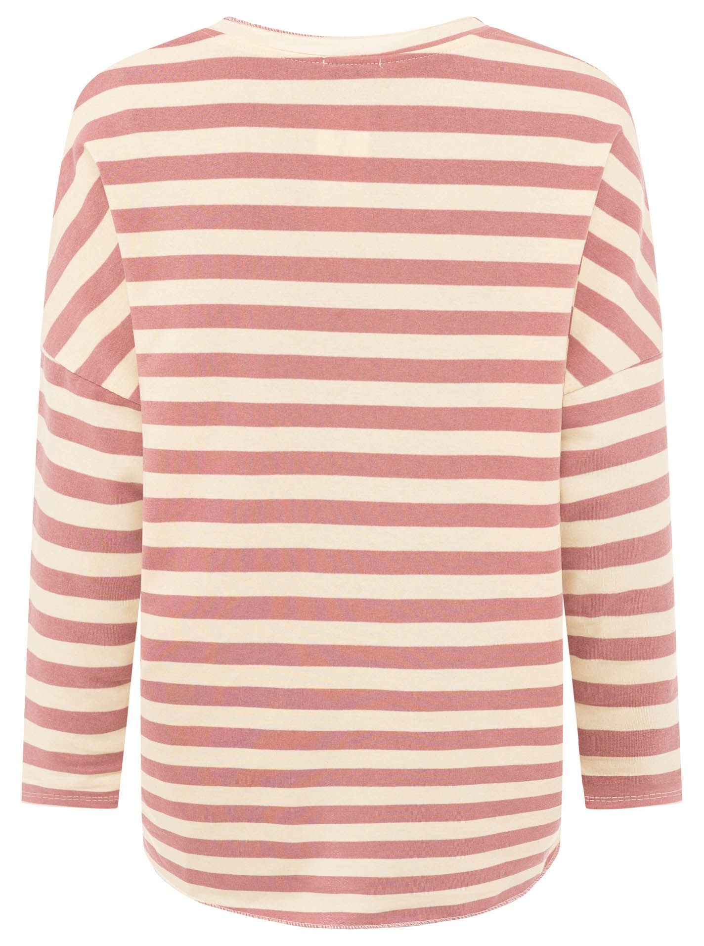 Zwillingsherz - Sweatshirt V-Neck "Streifen & Jersey" - Altrosa