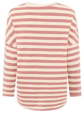 Zwillingsherz - Sweatshirt V-Neck "Streifen & Jersey" - Altrosa