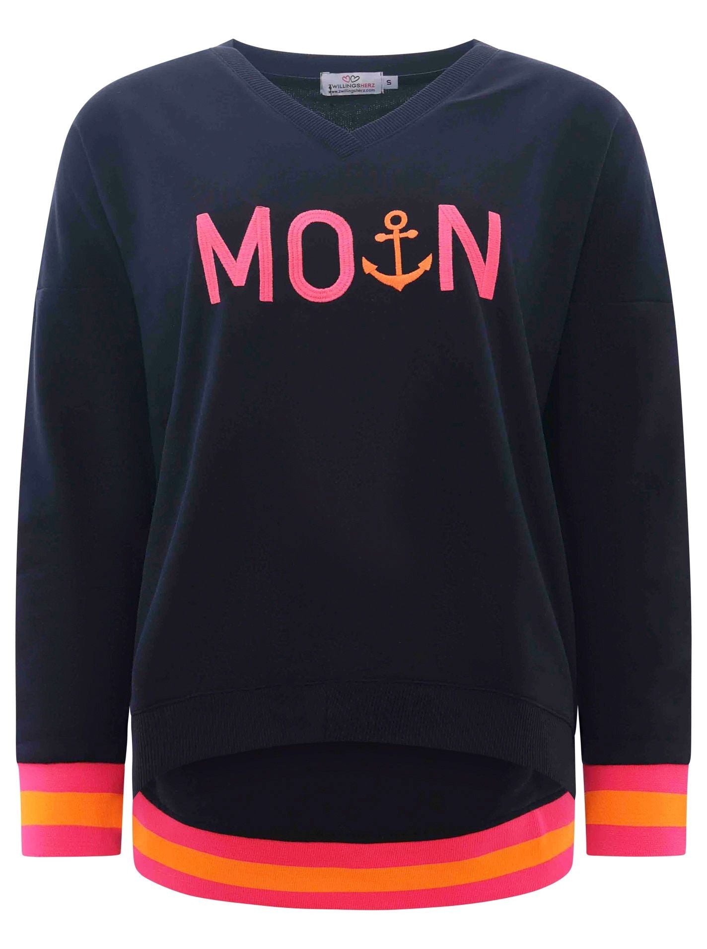 Zwillingsherz - Moin Sweatshirt V-Ausschnitt - Marine