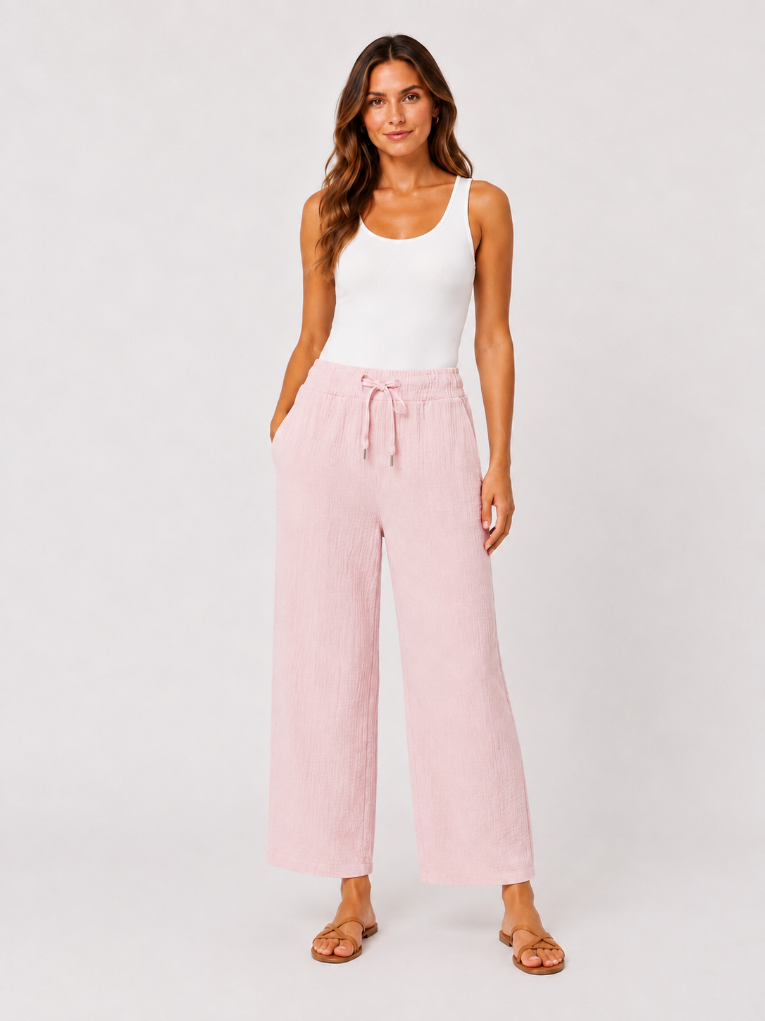 Natürliche Musselin-Hose - Rosa