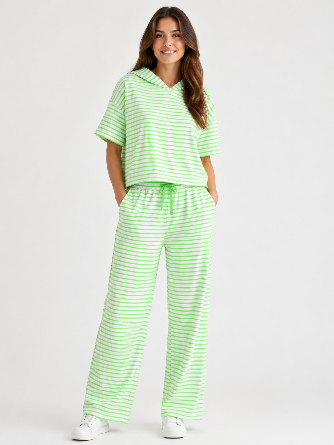 Baumwoll Set (Shirt + Hose) Neon Streifen - Gelb (Supersale - keine Retoure)