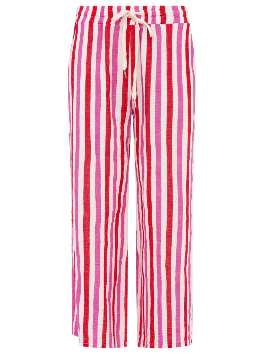 Zwillingsherz - Musselin Set Streifen (Bluse + Hose)- Pink