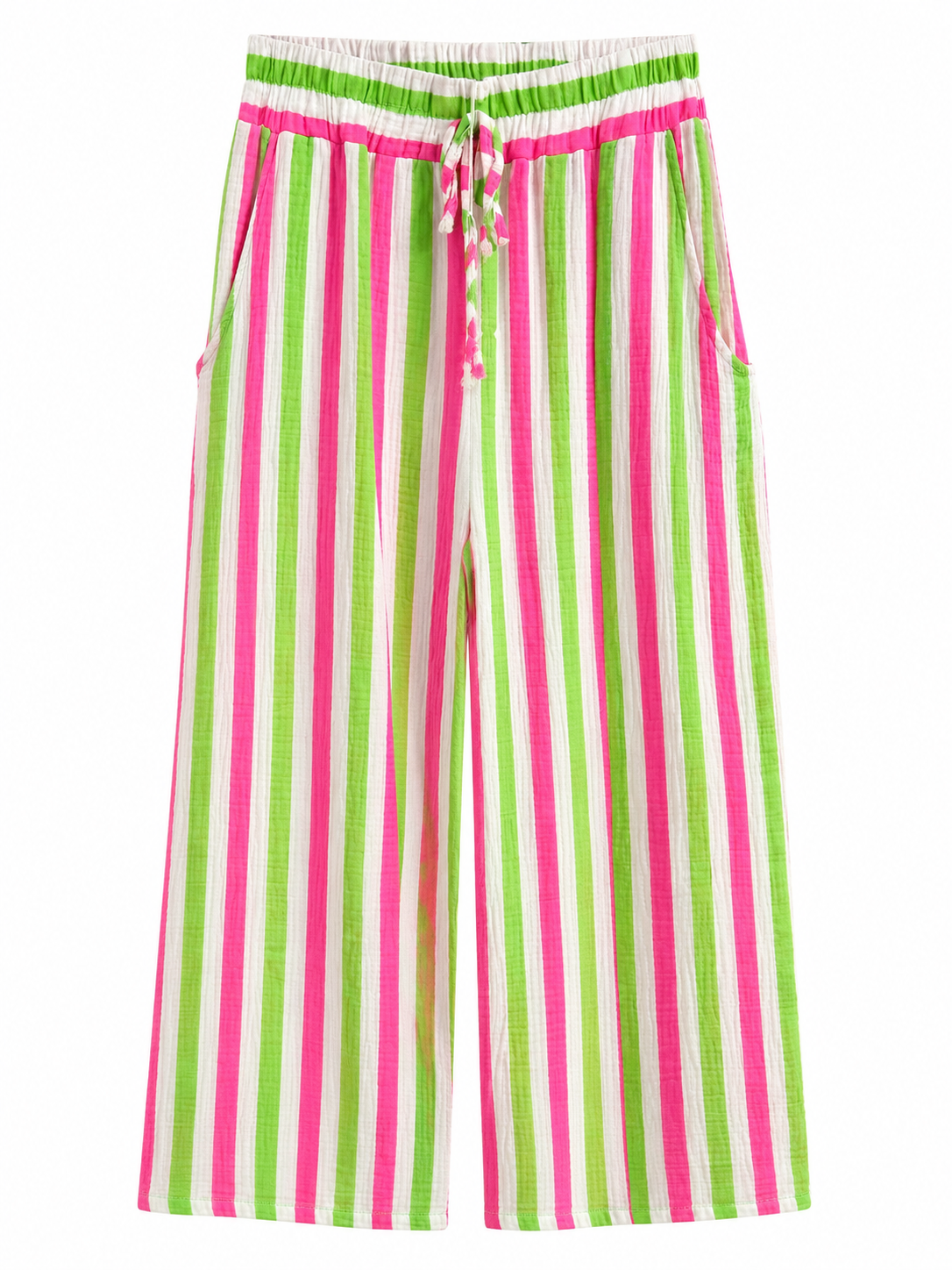 Musselin Hose Streifen - Pink/Grün