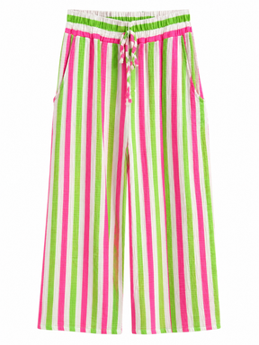 Musselin Hose Streifen - Pink/Grün