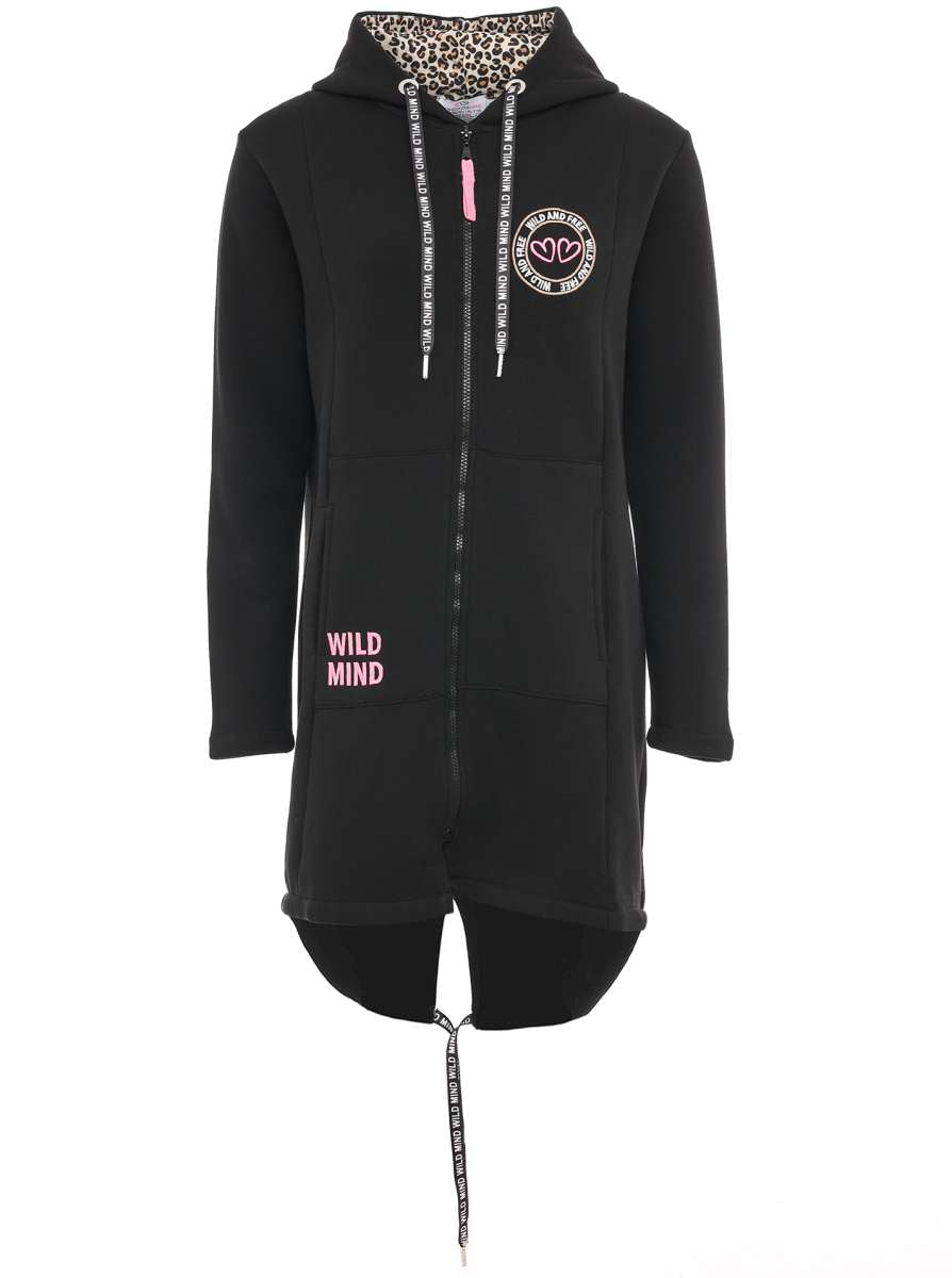 Zwillingsherz - Hoodiemantel "Leo Wild" - Schwarz