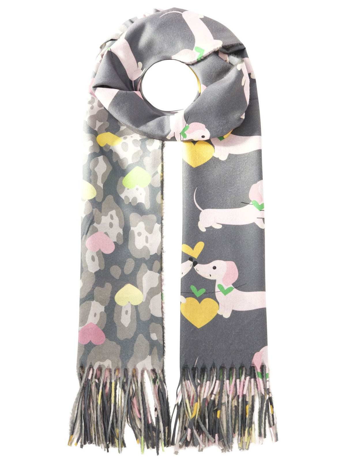 Zwillingsherz - Schal Hunde Dackel Love - Grau