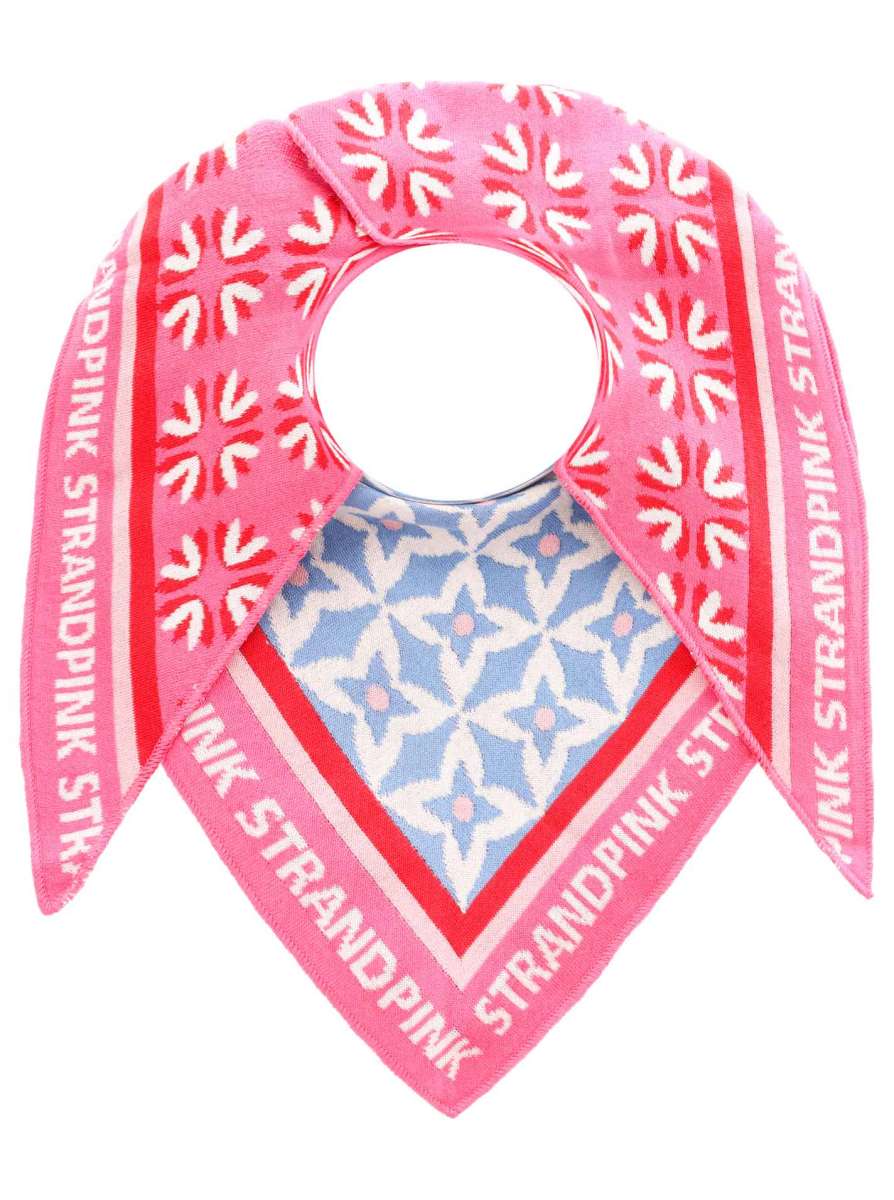 Zwillingsherz - Schal / Dreieckstuch "Strandpink Ornament" Baumwolle - Blau/Pink/Orange