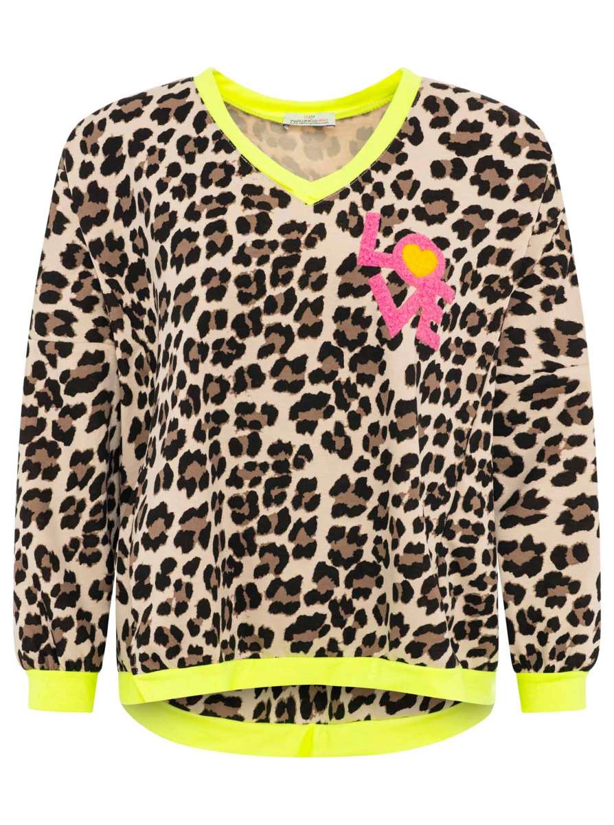Zwillingsherz - Sweat Pullover "Neon Leo" - Beige/Gelb