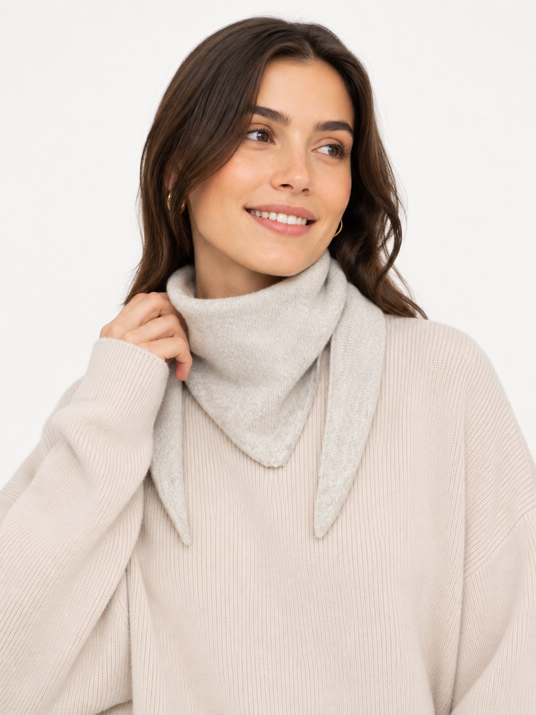 Zwillingsherz Kaschmir Halstuch (100% Cashmere) - Hellgrau