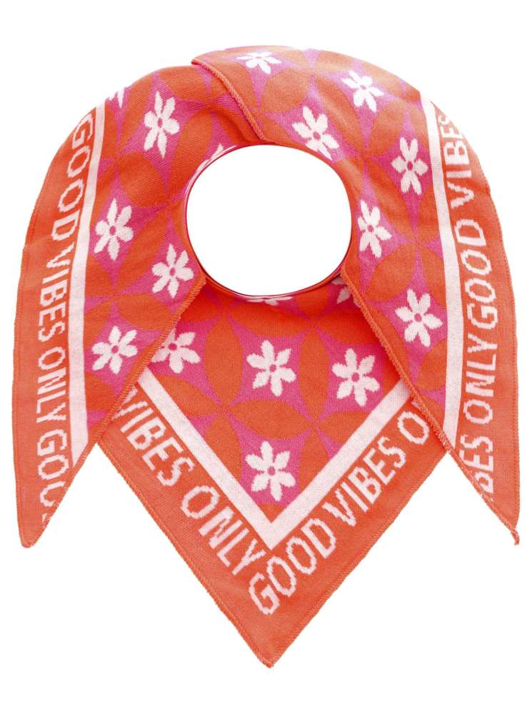 Zwillingsherz - Dreieckstuch "Good Vibes" Baumwolle - Orange/Pink