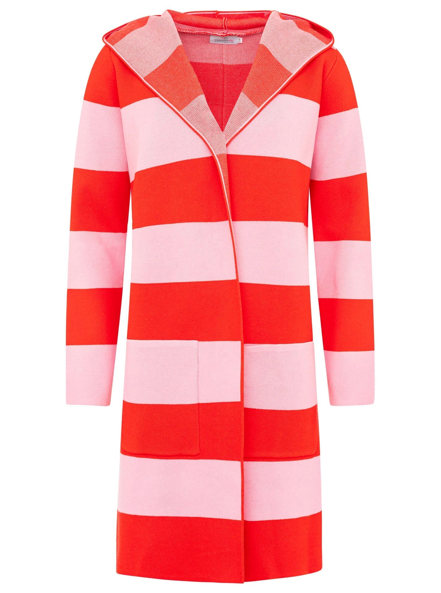 Zwillingsherz Strickjacke Streifen - Rot