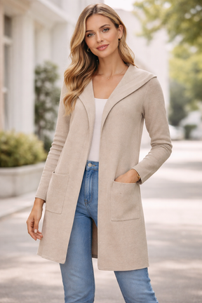 Zwillingsherz Strickjacke Kapuze Janina - Beige