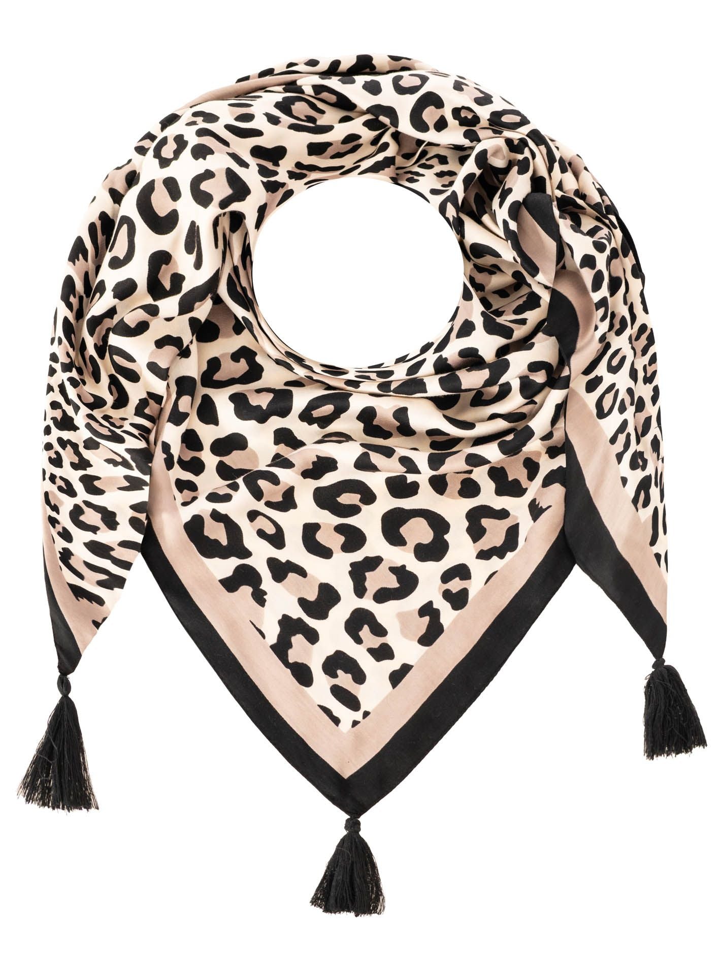 Zwillingsherz - Dreieckstuch Organic Bamboo "Forever Leo" - Beige/Schwarz