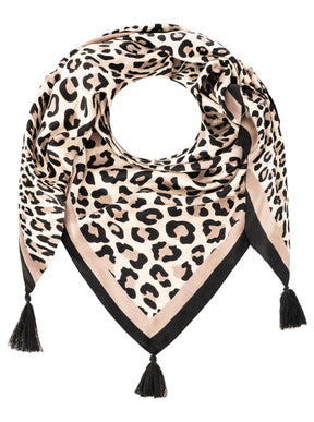 Zwillingsherz - Dreieckstuch Organic Bamboo "Forever Leo" - Beige/Schwarz