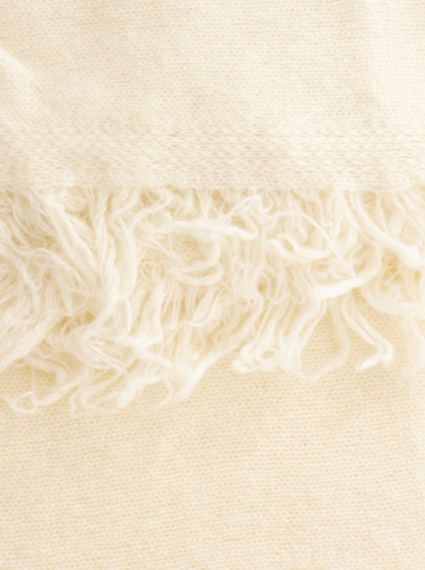 Zwillingsherz 100% Cashmere/Kaschmir Fransenschal - Creme