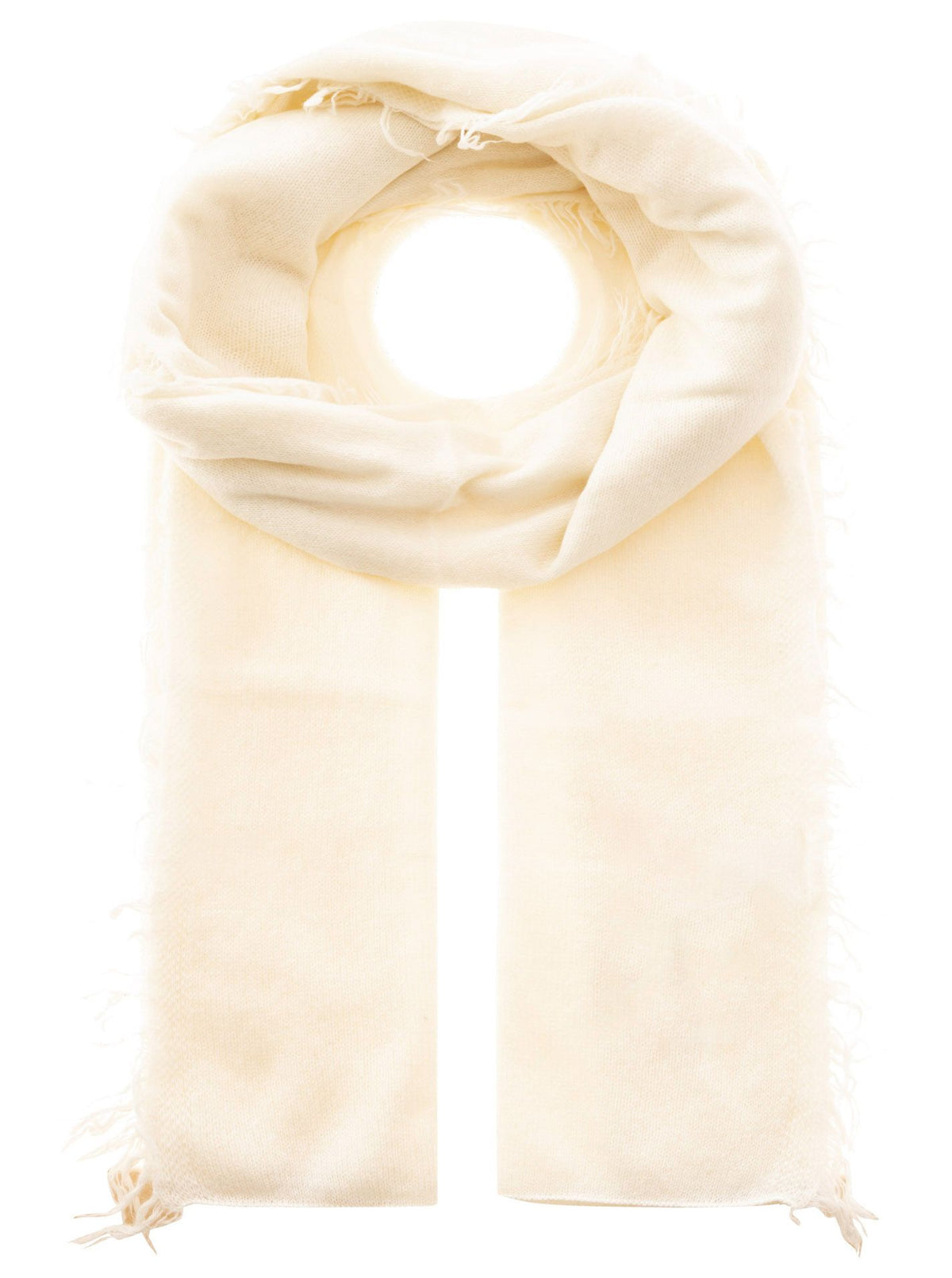 Zwillingsherz 100% Cashmere/Kaschmir Fransenschal - Creme