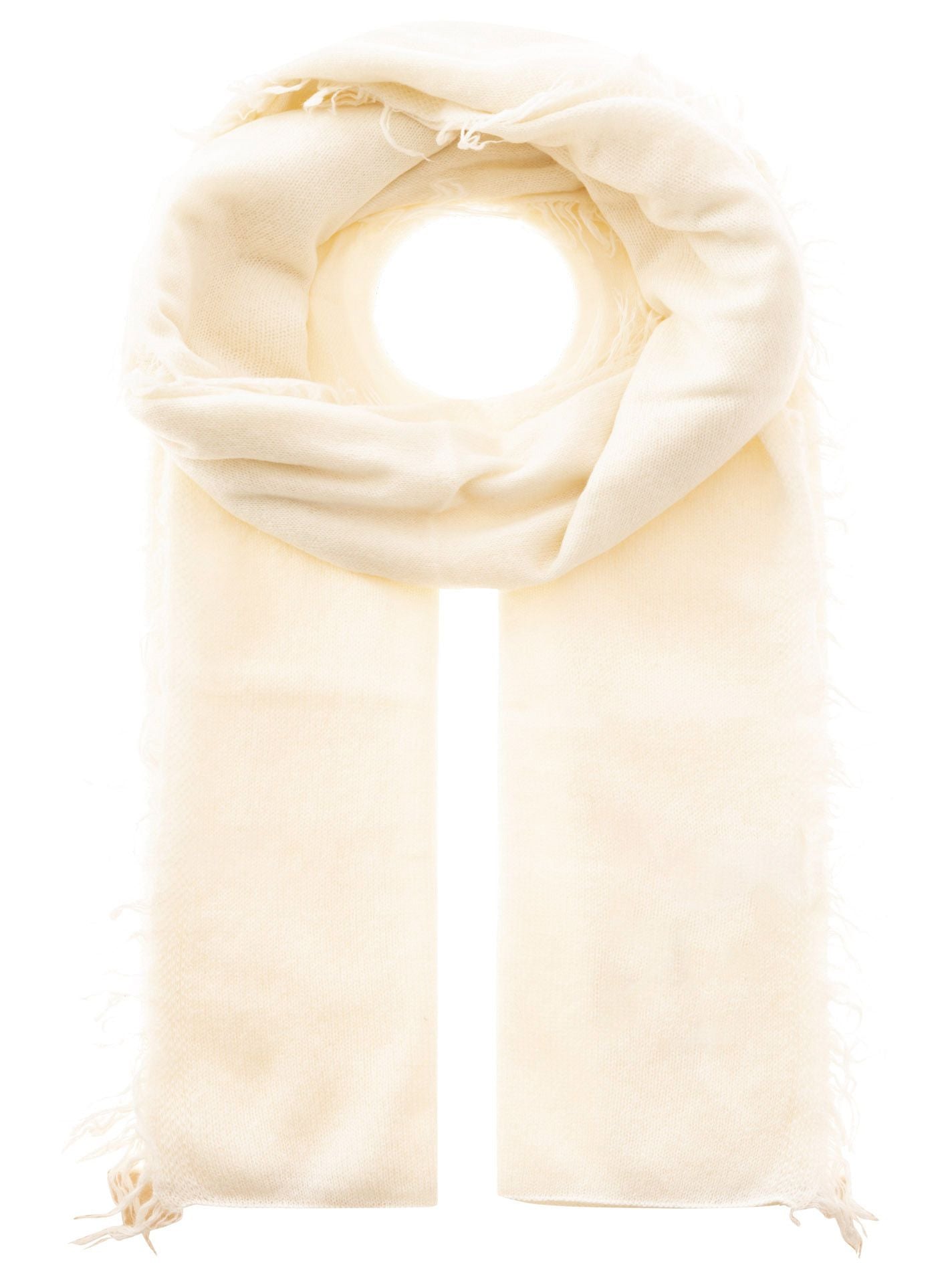 Zwillingsherz 100% Cashmere/Kaschmir Fransenschal - Creme