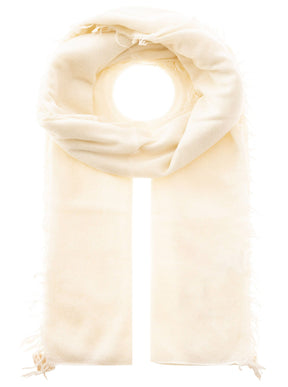 Zwillingsherz 100% Cashmere/Kaschmir Fransenschal - Creme