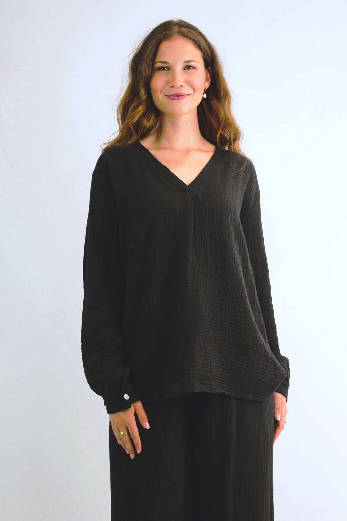 Musselin Bluse - Schwarz