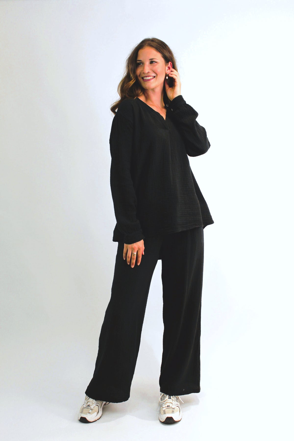 Musselin Bluse - Schwarz