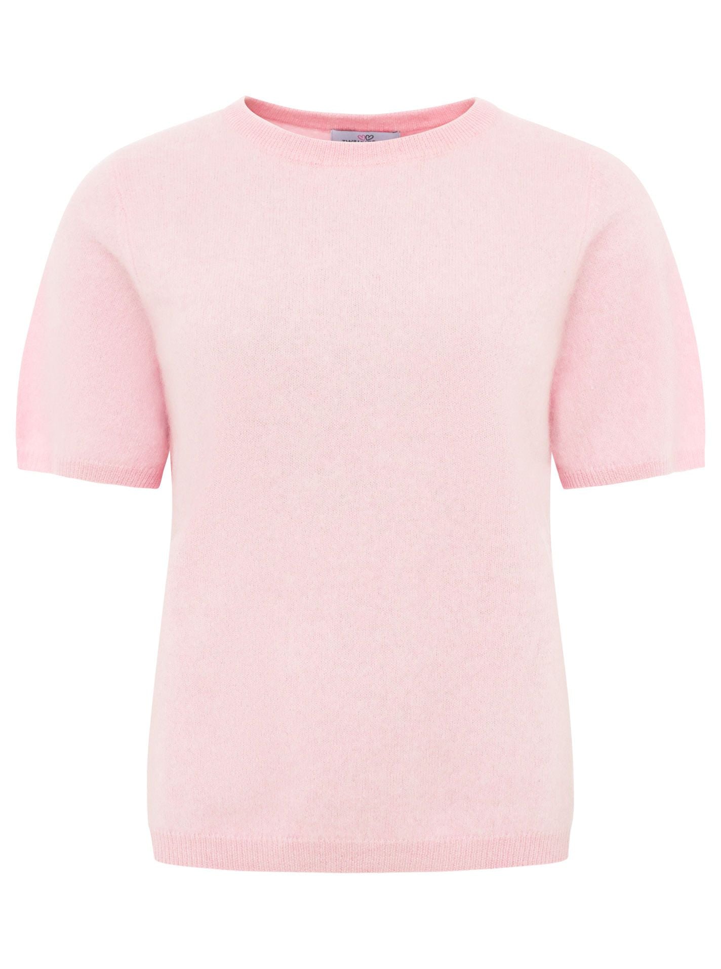 Zwillingsherz Kaschmir Kurzarm-Pullover aus gebürstetem (100% Cashmere) - Rosa