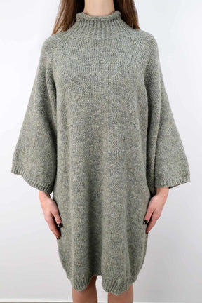 Pulloverkleid mit Stehkragen - Khaki