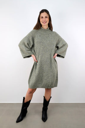 Pulloverkleid mit Stehkragen - Khaki
