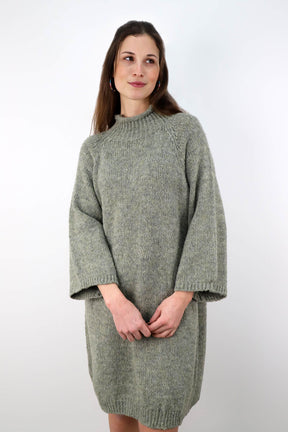 Pulloverkleid mit Stehkragen - Khaki