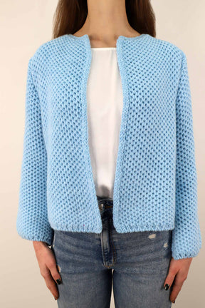 DressWithClass - Kurze Strickjacke - Hellblau
