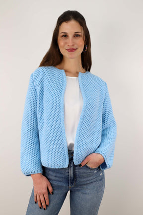 DressWithClass - Kurze Strickjacke - Hellblau