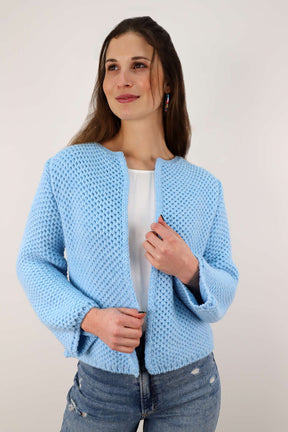DressWithClass - Kurze Strickjacke - Hellblau