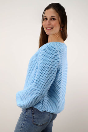 DressWithClass - Kurze Strickjacke - Hellblau