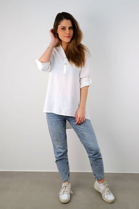 ST Selected Touch Viskose Bluse - Weiß