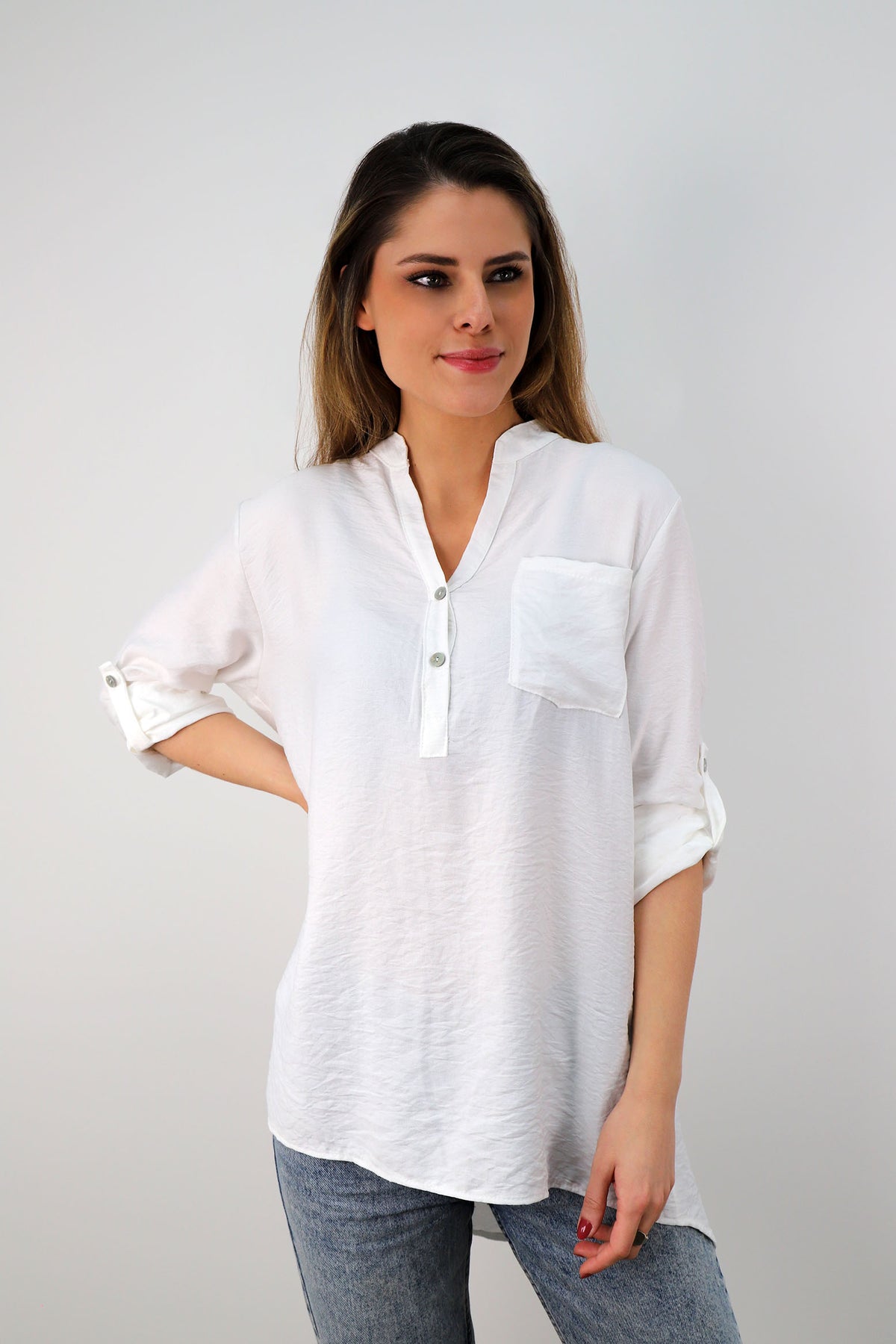 ST Selected Touch Viskose Bluse - Weiß