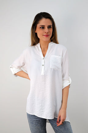 ST Selected Touch Viskose Bluse - Weiß